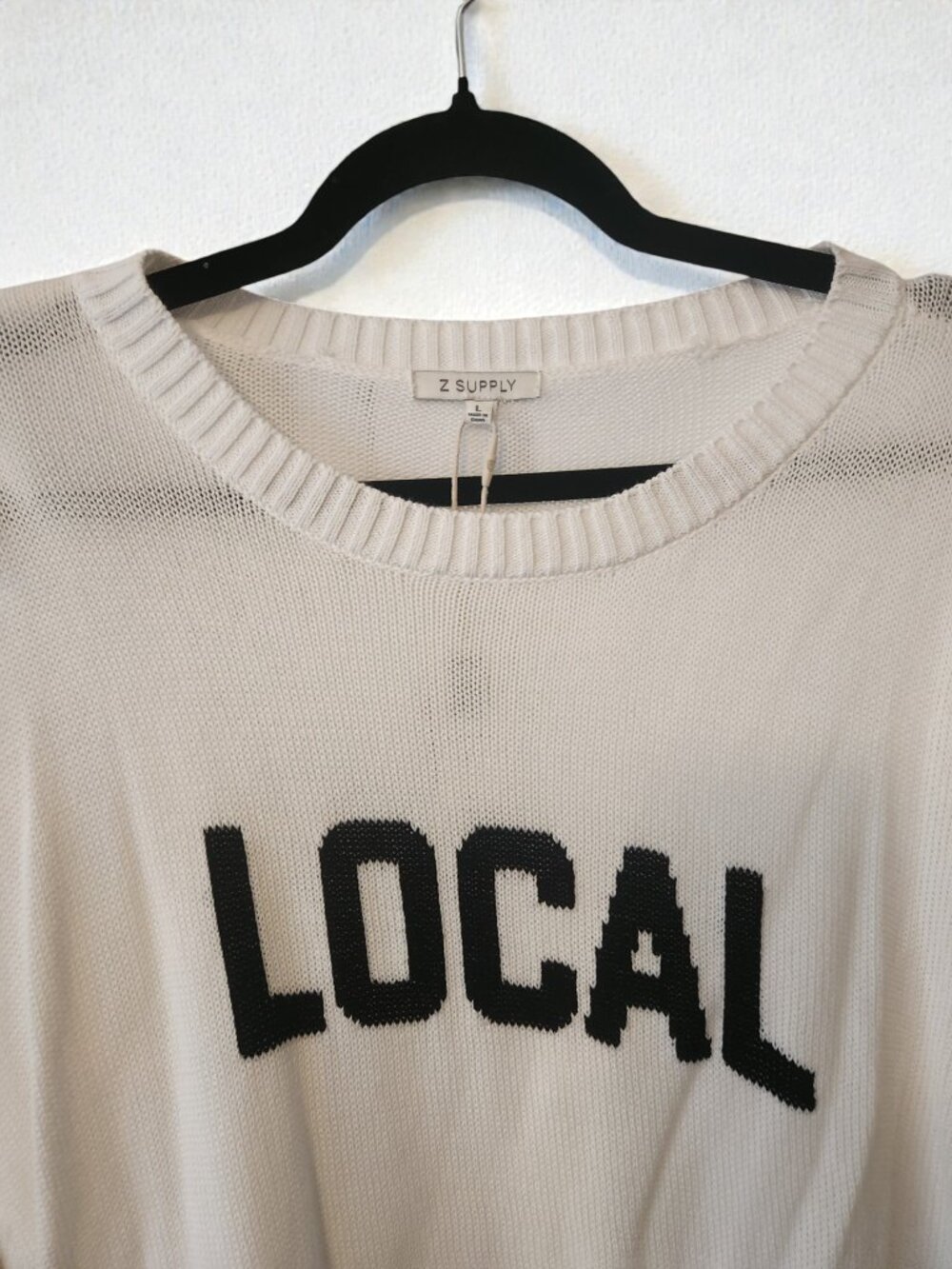 ✨ Z Supply LOCAL Sweater Large NWT Cream Lightweight Graphic ✨ - Picture 7 of 11